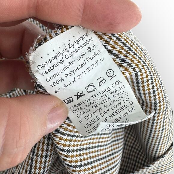 Black Knit Houndstooth Fit & Flare Dress | Long Sleeve Belted Waist Womens Large - Picture 5 of 6